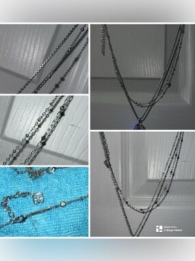 Lot of Silver Multi-Layer Chain Necklace Kendra Scott
